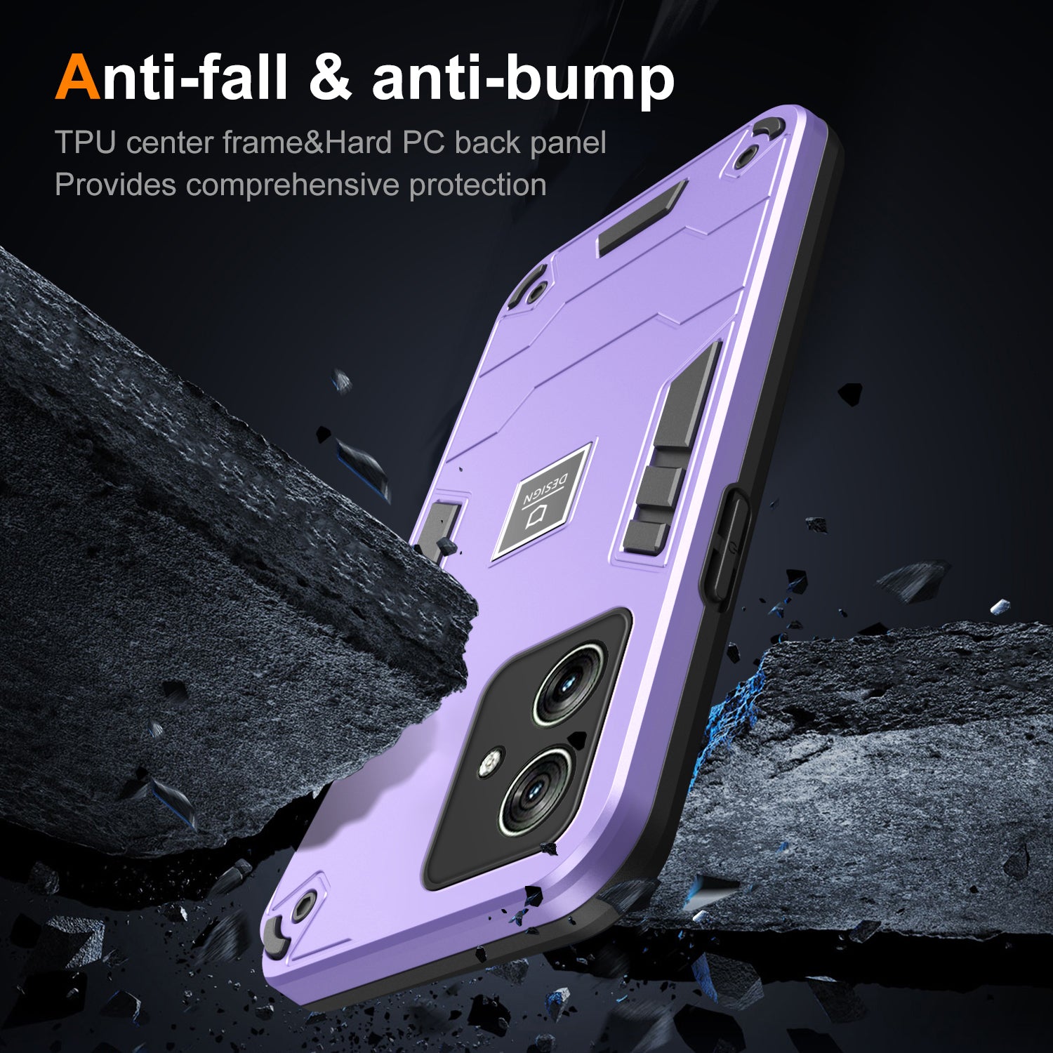 For Motorola Moto G54 5G Phone Case Dual Layer Hybrid TPU + PC Back Cover - Purple For Motorola Moto G54 5G Phone Case Dual Layer Hybrid TPU + PC Back Cover - Purple